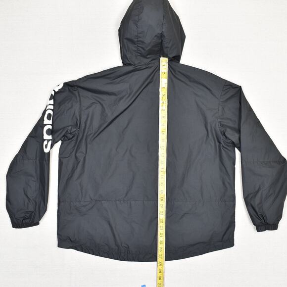 Adidas Women Full Zip Jacket Hooded Polyester Black Size L Windbreaker Mesh Line - Picture 5 of 8